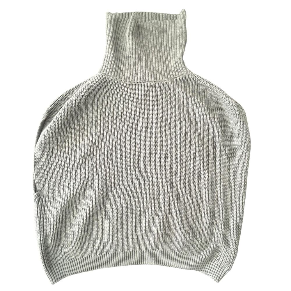 Stitches + Stripes Sweater Vest Womens Small Gray Chunky Knit Turtleneck